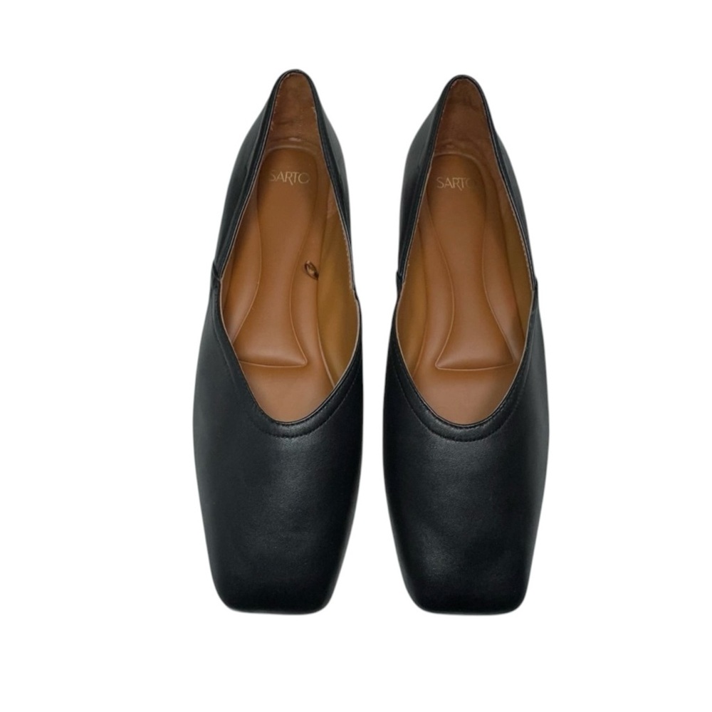 Franco Sarto Adelina Black Leather Square Toe Ballet Flats Size 8.5 - Picture 2 of 12